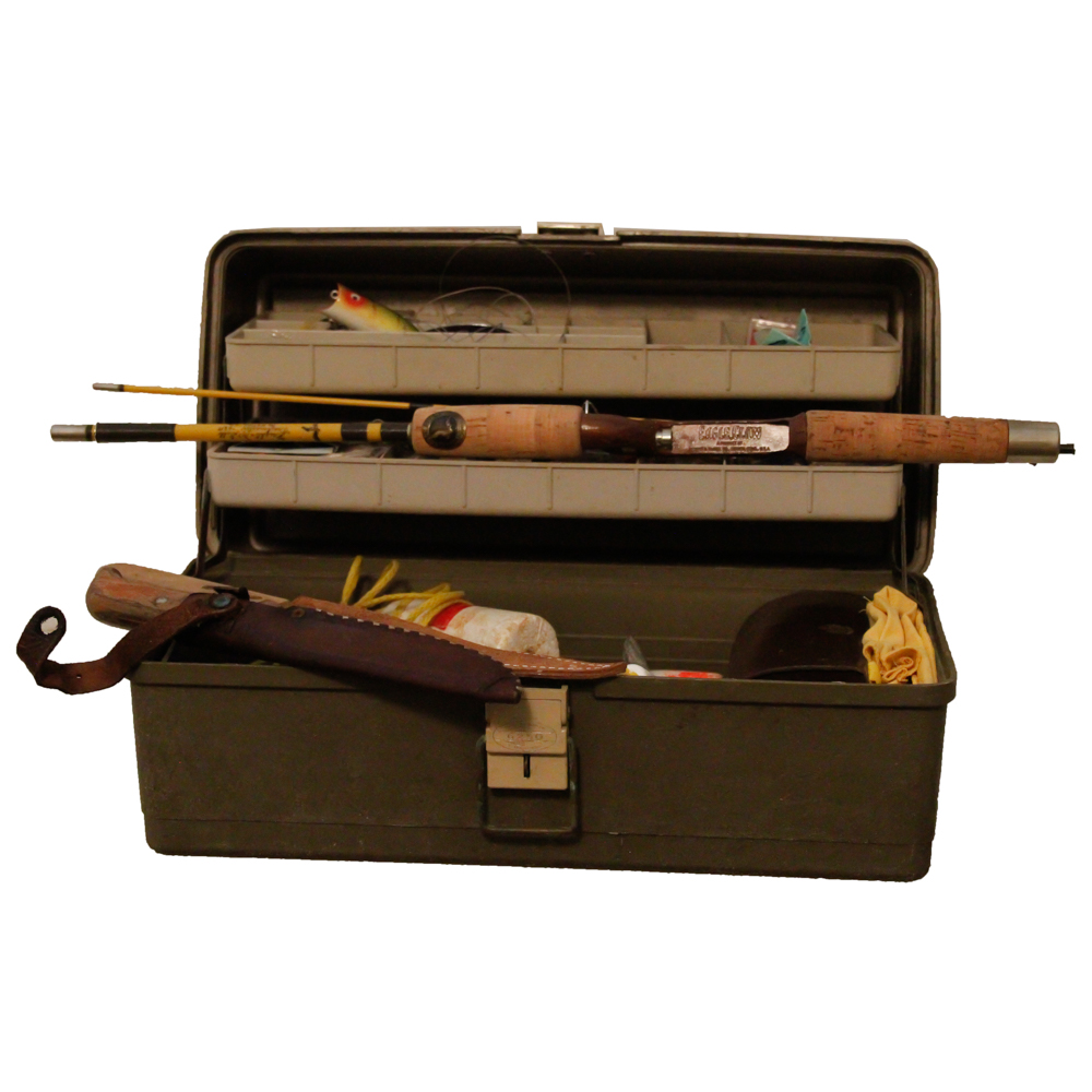 Assorted Fishing Supplies in Tackle Box