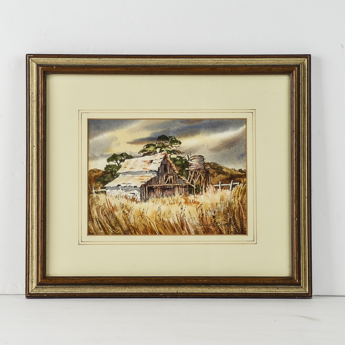 Jeanne A. Ocker Watercolor Painting on Paper "Carmel Valley Barn"