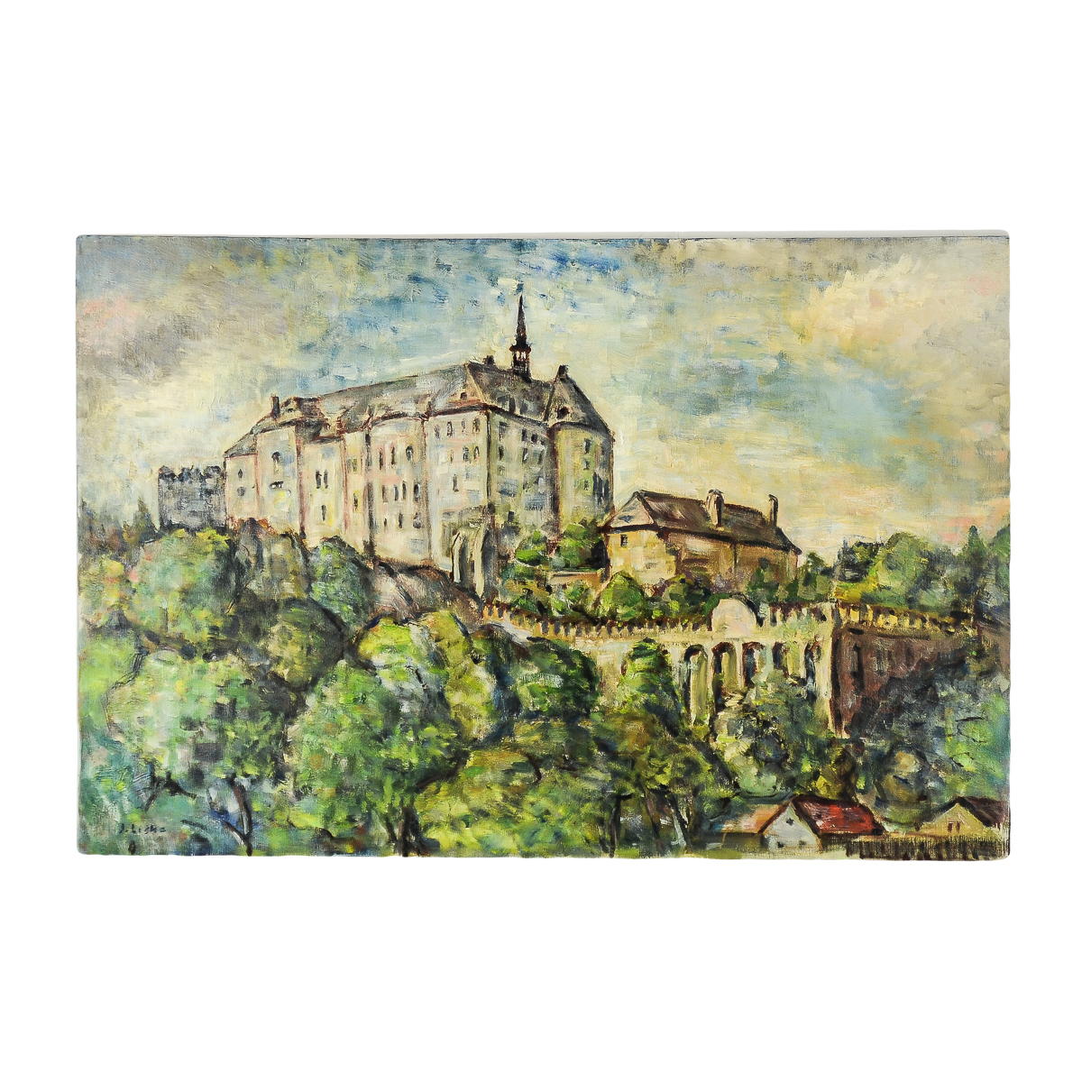 J. Lisko Oil Painting on Canvas "Prague Castle"