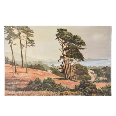 George D. Young Oil Painting on Canvas "Autumn Hillside, Sonoma Coast" George D. Young Oil Painting on Canvas "Autumn Hillside, Sonoma Coast"
