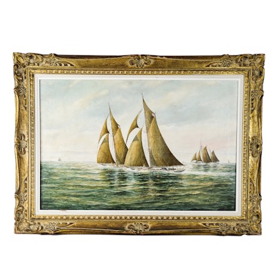 Edwin Charles Arnold Oil Painting on Canvas "Off the Golden Gate" Edwin Charles Arnold Oil Painting on Canvas "Off the Golden Gate"