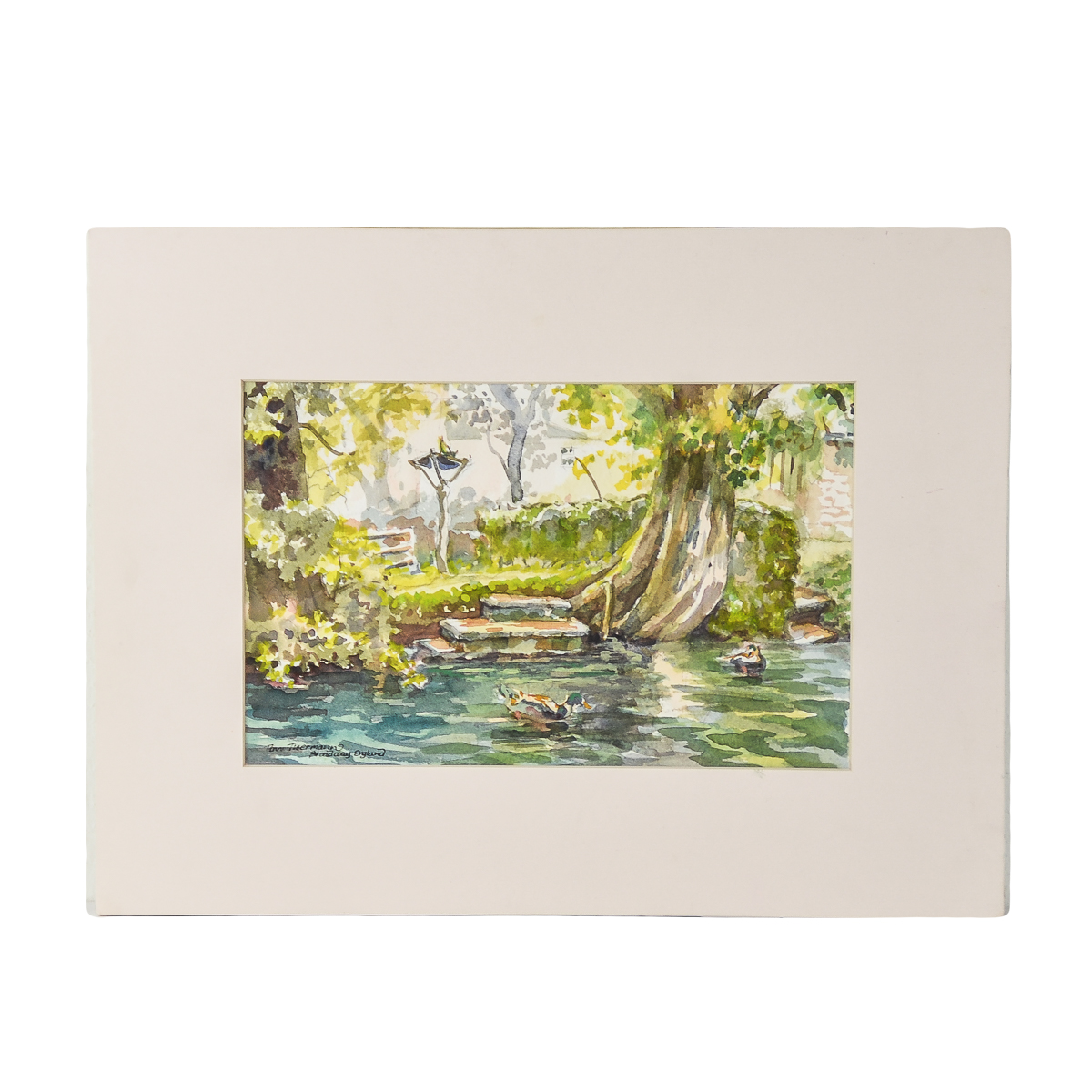 Ann Thermann Mixed Media Painting on Paper "Broadway, England" by Ann Thermann