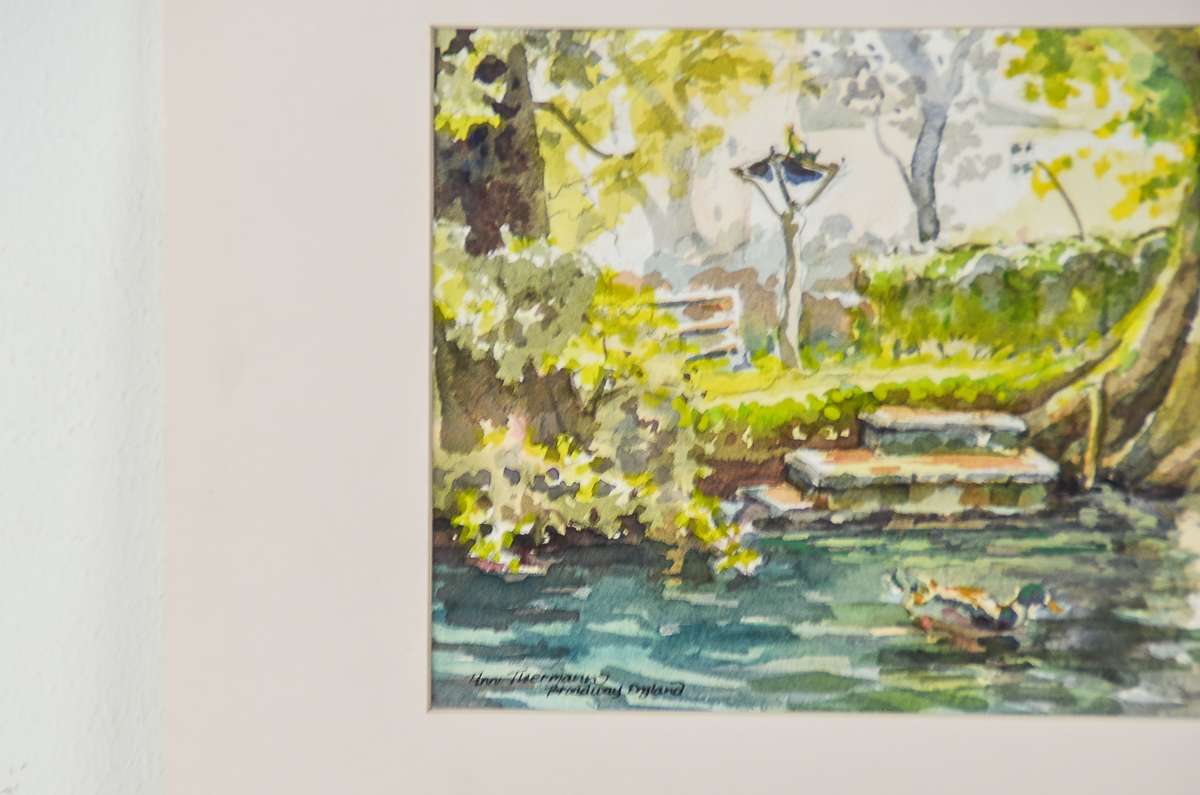 Ann Thermann Mixed Media Painting on Paper "Broadway, England" by Ann Thermann