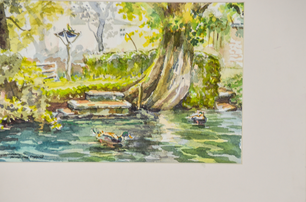 Ann Thermann Mixed Media Painting on Paper "Broadway, England" by Ann Thermann