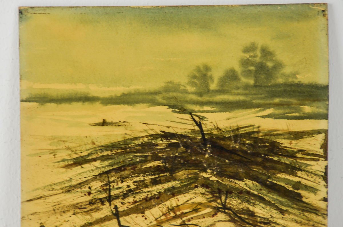 Francis Woodahl Watercolor Painting on Card "Winter Landscape"