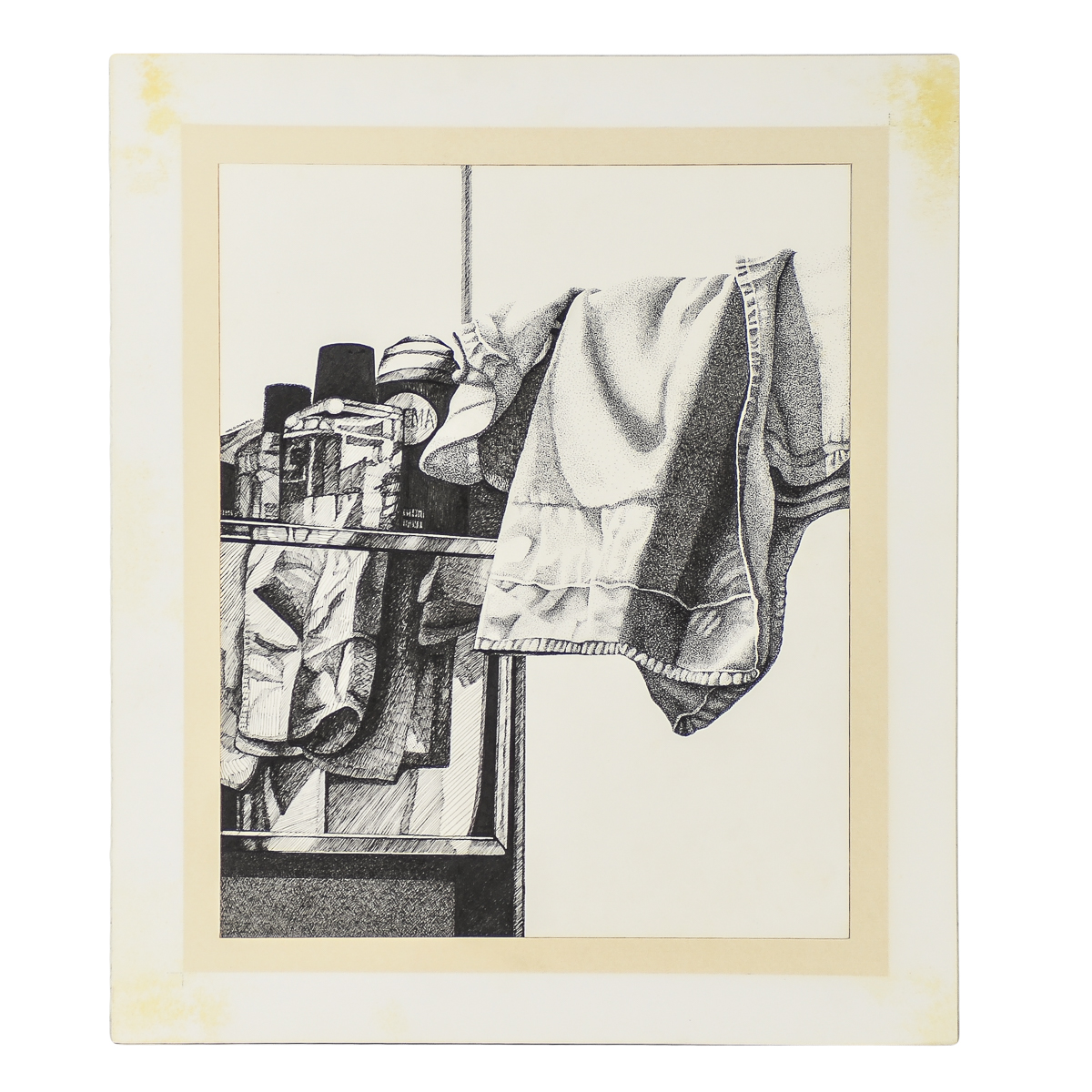 MacDougall Pen and Ink Drawing on Paper "Still Life with Towels"
