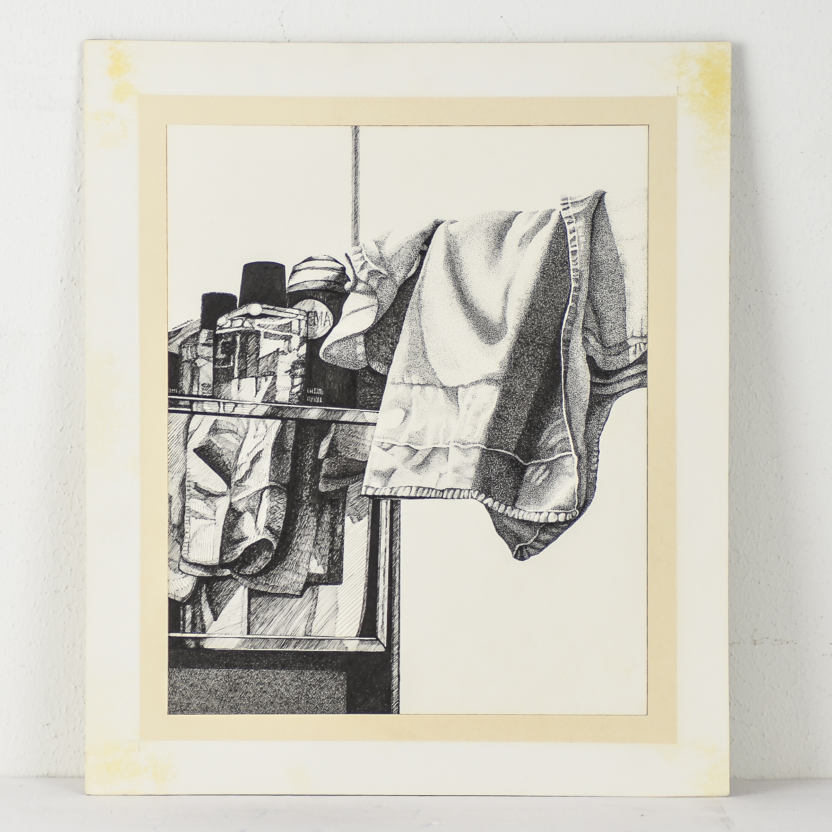 MacDougall Pen and Ink Drawing on Paper "Still Life with Towels"