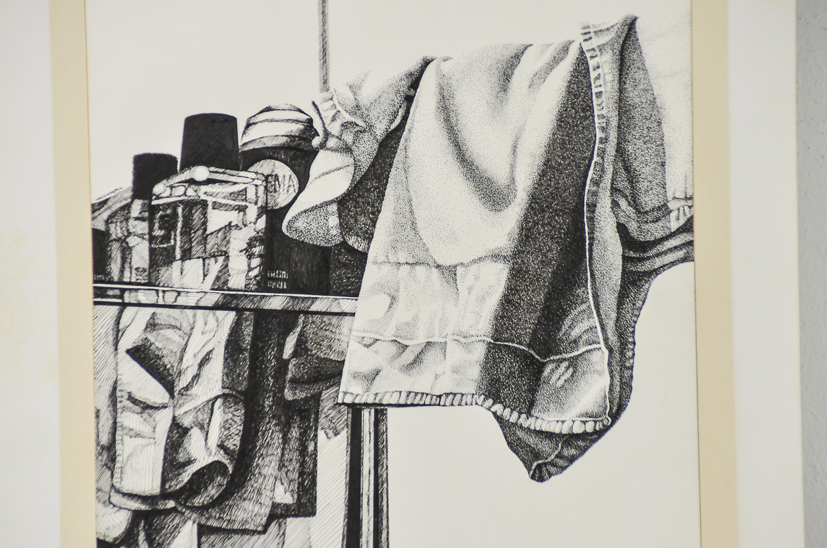 MacDougall Pen and Ink Drawing on Paper "Still Life with Towels"