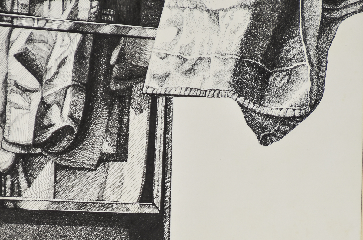 MacDougall Pen and Ink Drawing on Paper "Still Life with Towels"