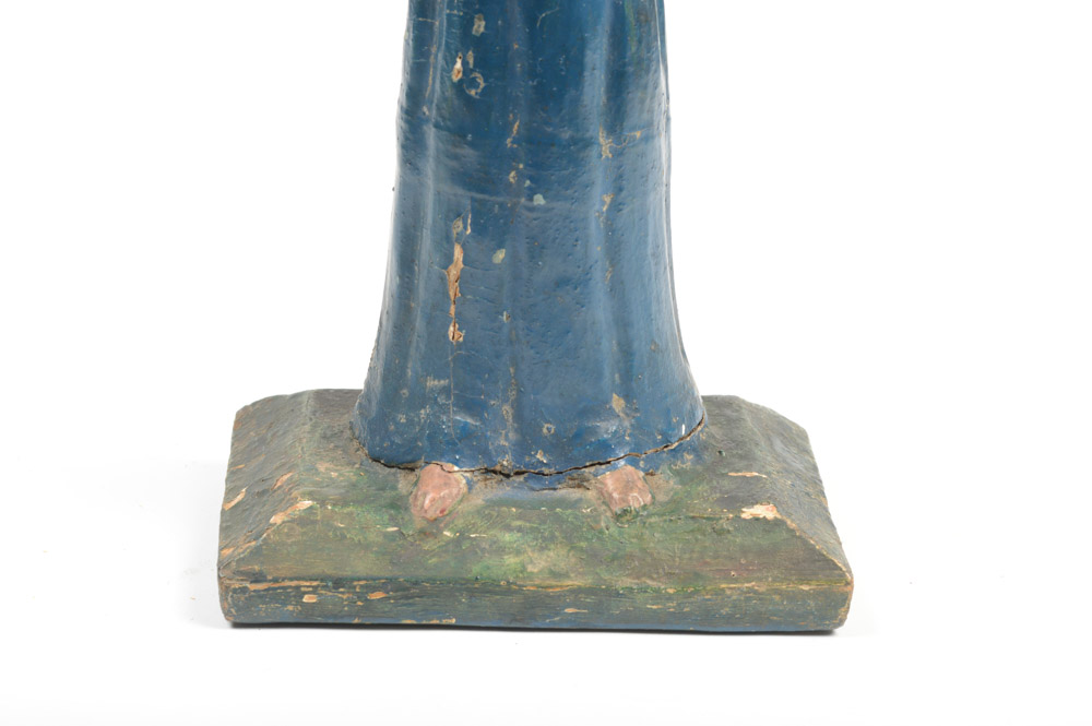 Antique Carved Santos Figure of a Tonsured Saint