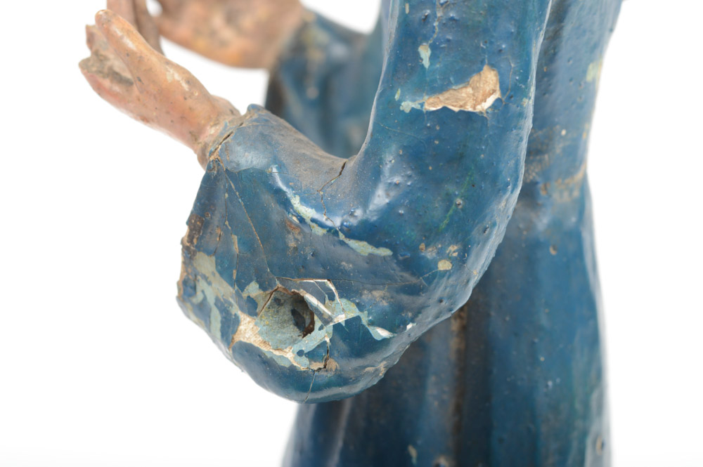 Antique Carved Santos Figure of a Tonsured Saint