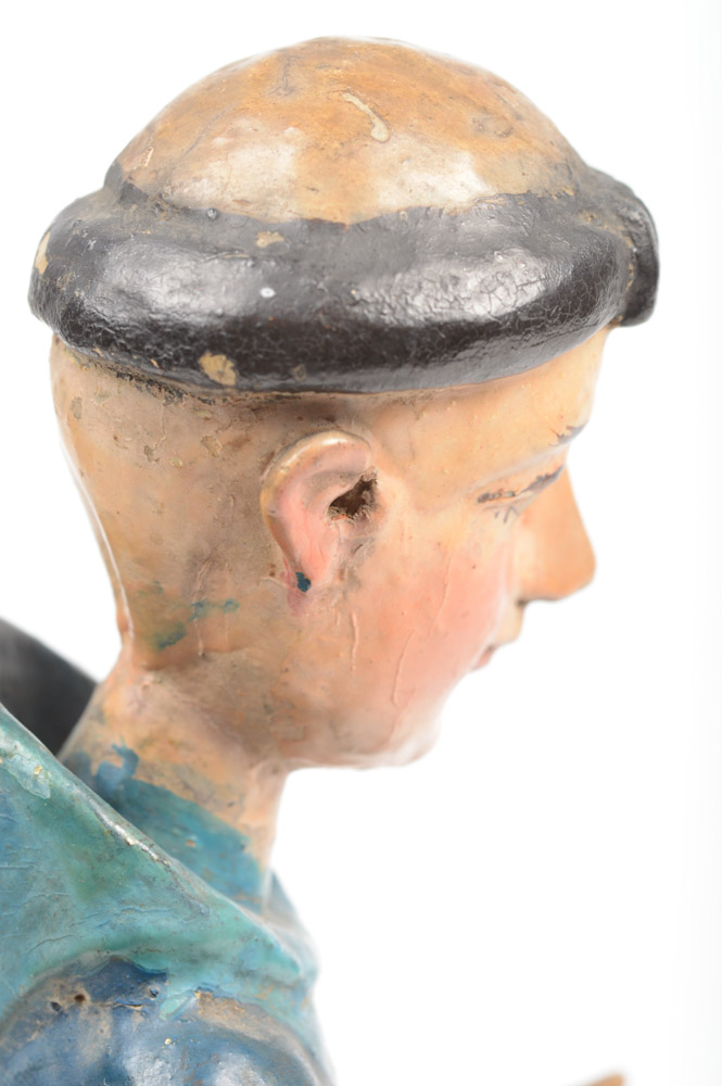 Antique Carved Santos Figure of a Tonsured Saint