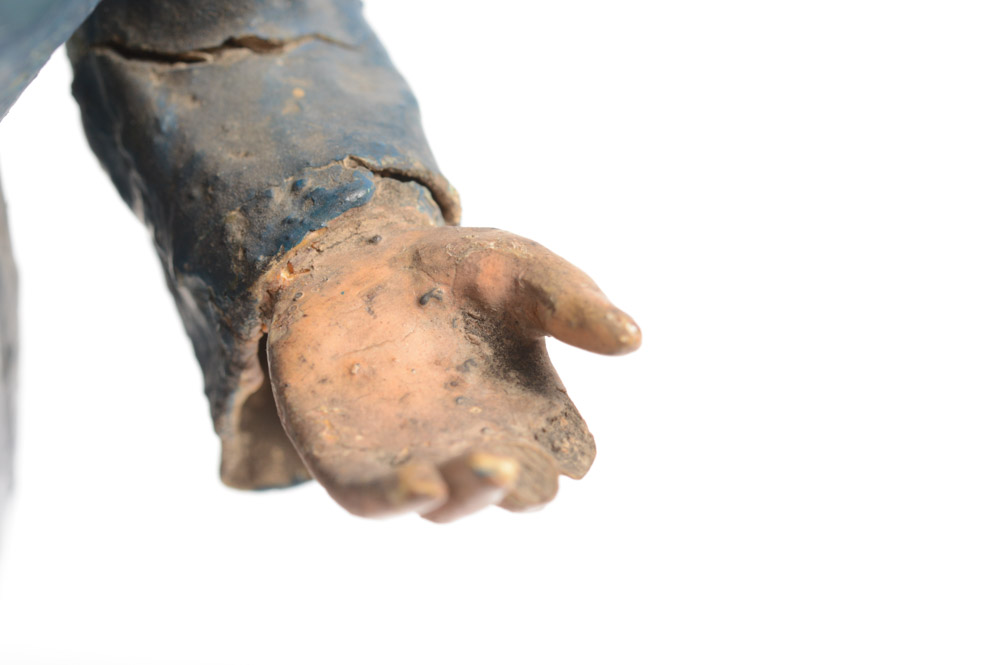 Antique Carved Santos Figure of a Tonsured Saint