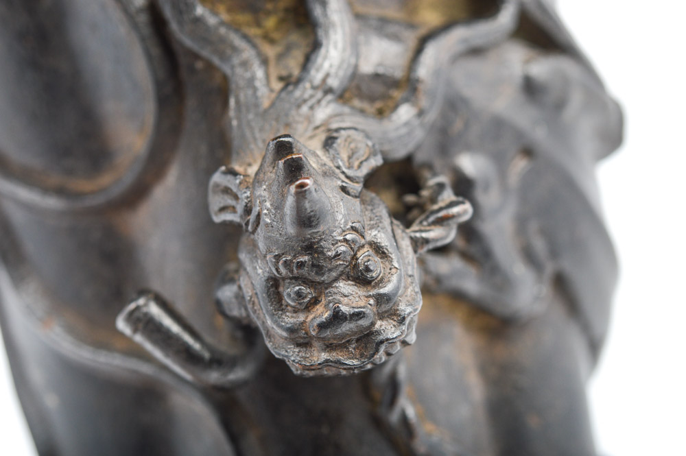 Chinese Qing Dynasty Lobed Bronze Vase With Dragon