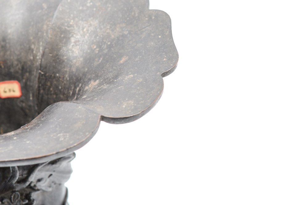 Chinese Qing Dynasty Lobed Bronze Vase With Dragon