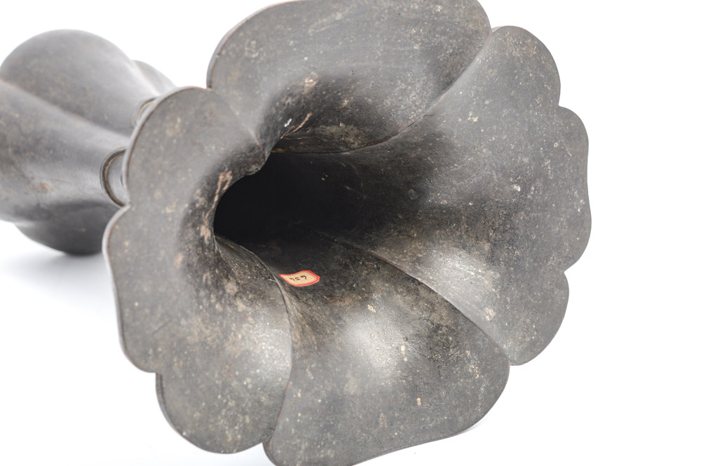 Chinese Qing Dynasty Lobed Bronze Vase With Dragon