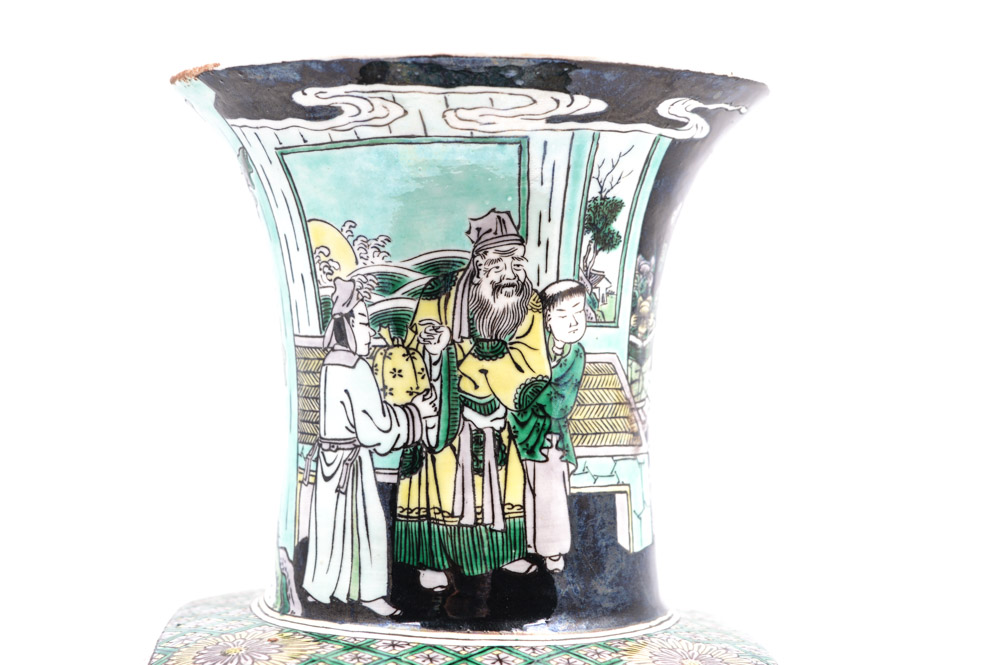 Chinese Famille Noire Style Porcelain Vase