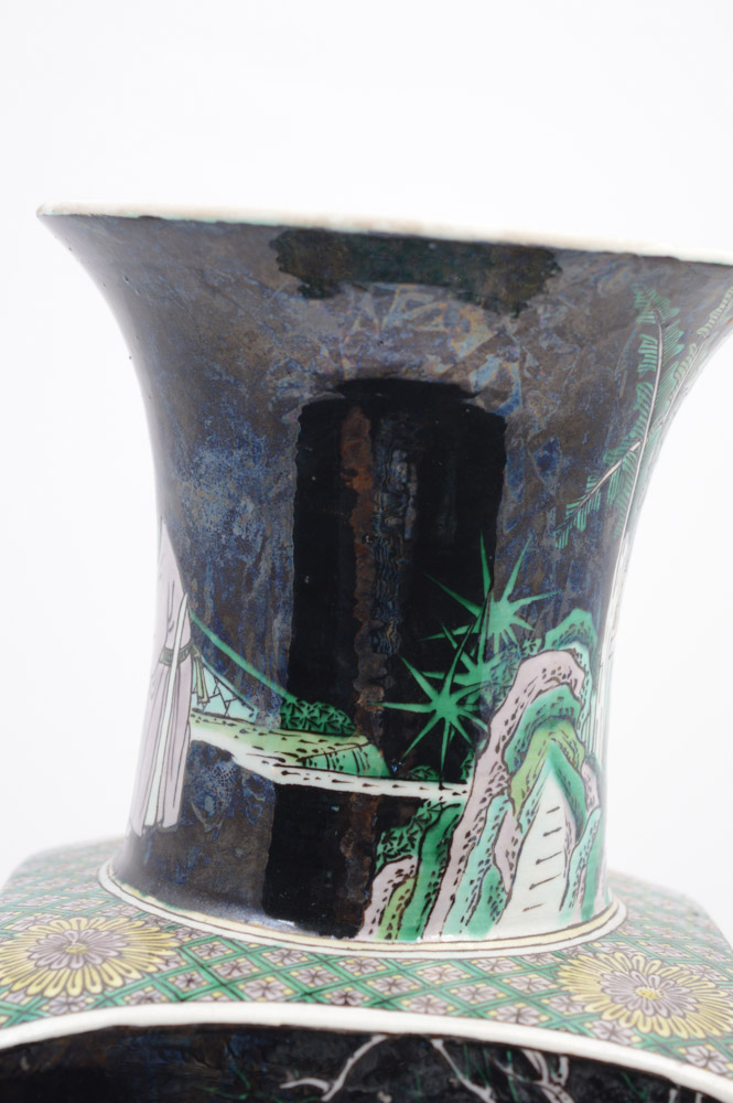 Chinese Famille Noire Style Porcelain Vase