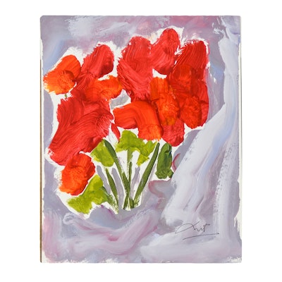 Anthony McNaught Gouache Painting on Paper "Wild Dog Roses VI" Anthony McNaught Gouache Painting on Paper "Wild Dog Roses VI"