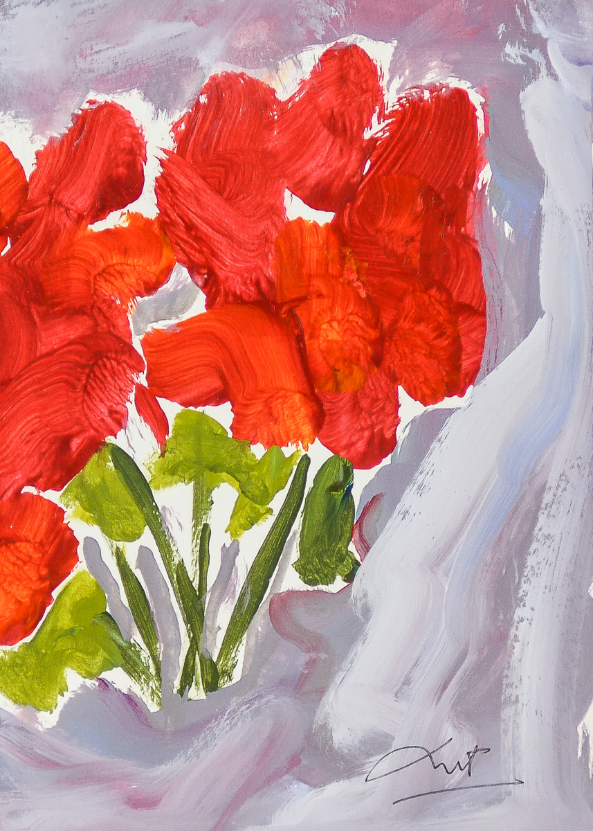 Anthony McNaught Gouache Painting on Paper "Wild Dog Roses VI"