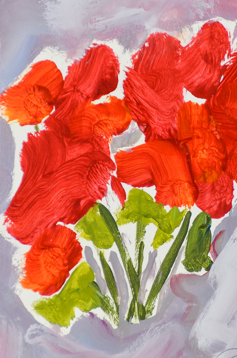 Anthony McNaught Gouache Painting on Paper "Wild Dog Roses VI"