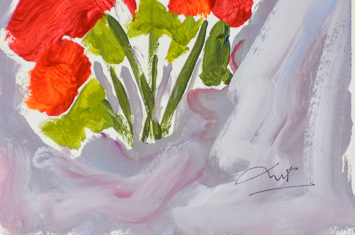 Anthony McNaught Gouache Painting on Paper "Wild Dog Roses VI"