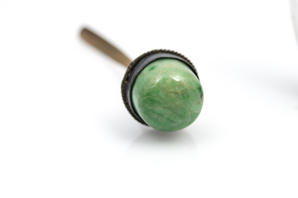 Antique Chinese Glass Snuff Bottle with Jade Lid