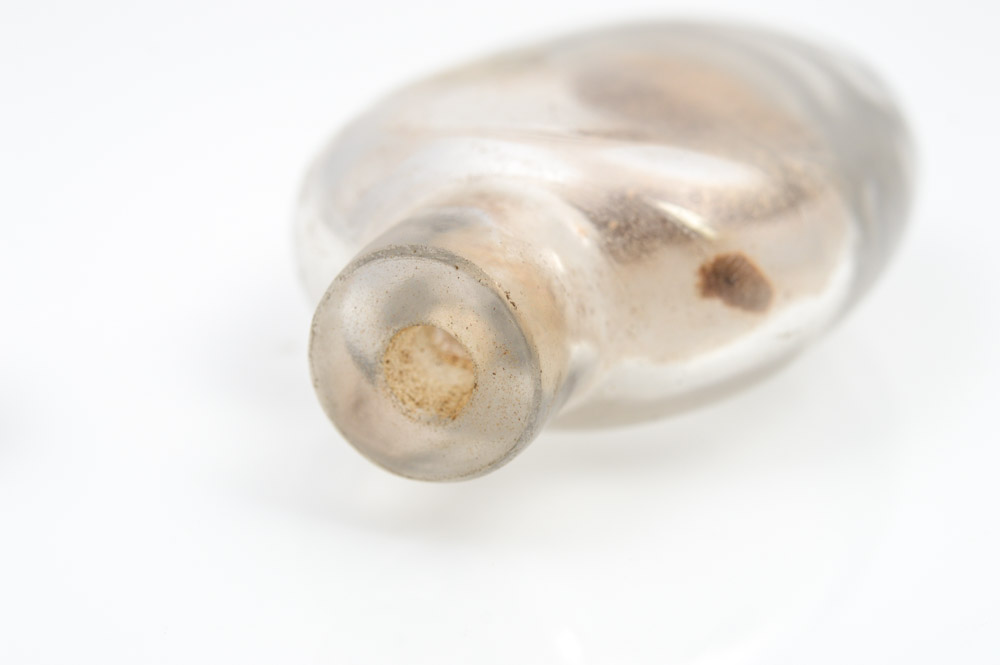 Antique Chinese Glass Snuff Bottle with Jade Lid