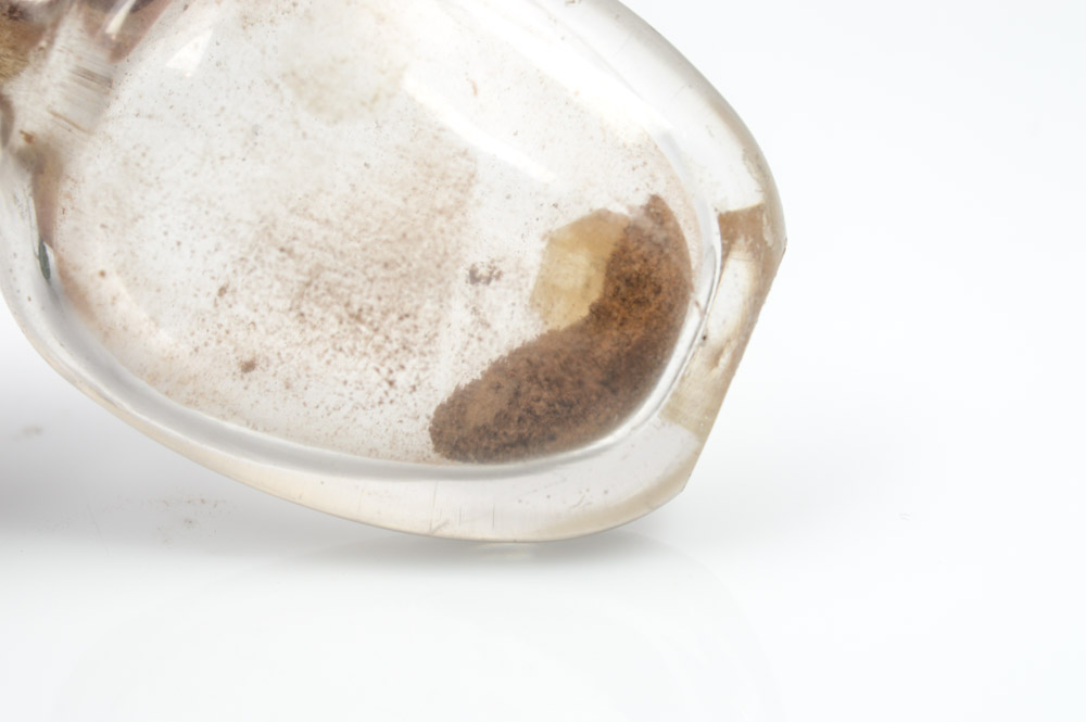 Antique Chinese Glass Snuff Bottle with Jade Lid