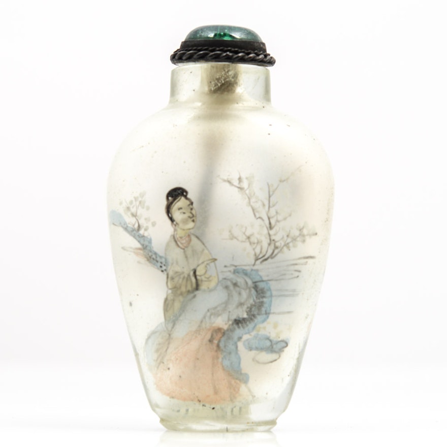 Hand Painted Chinese Glass Snuff Bottle