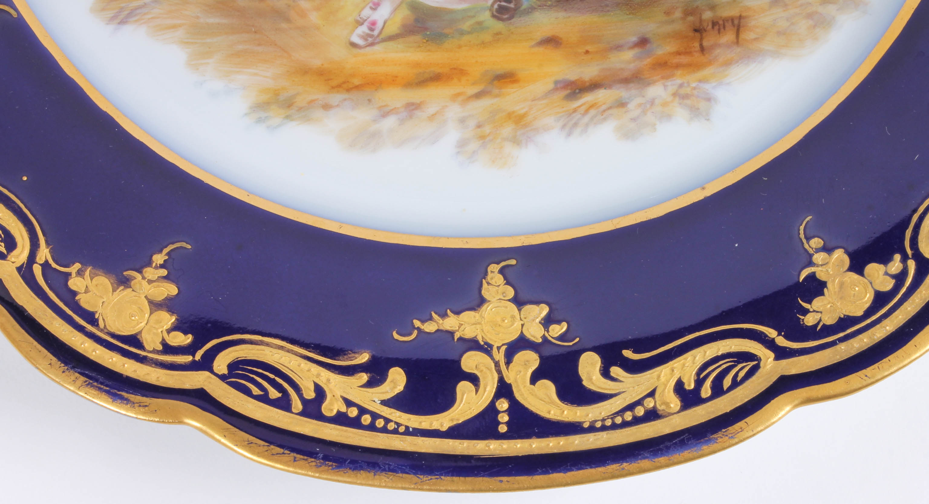 Twelve Painted French Scene China Plates