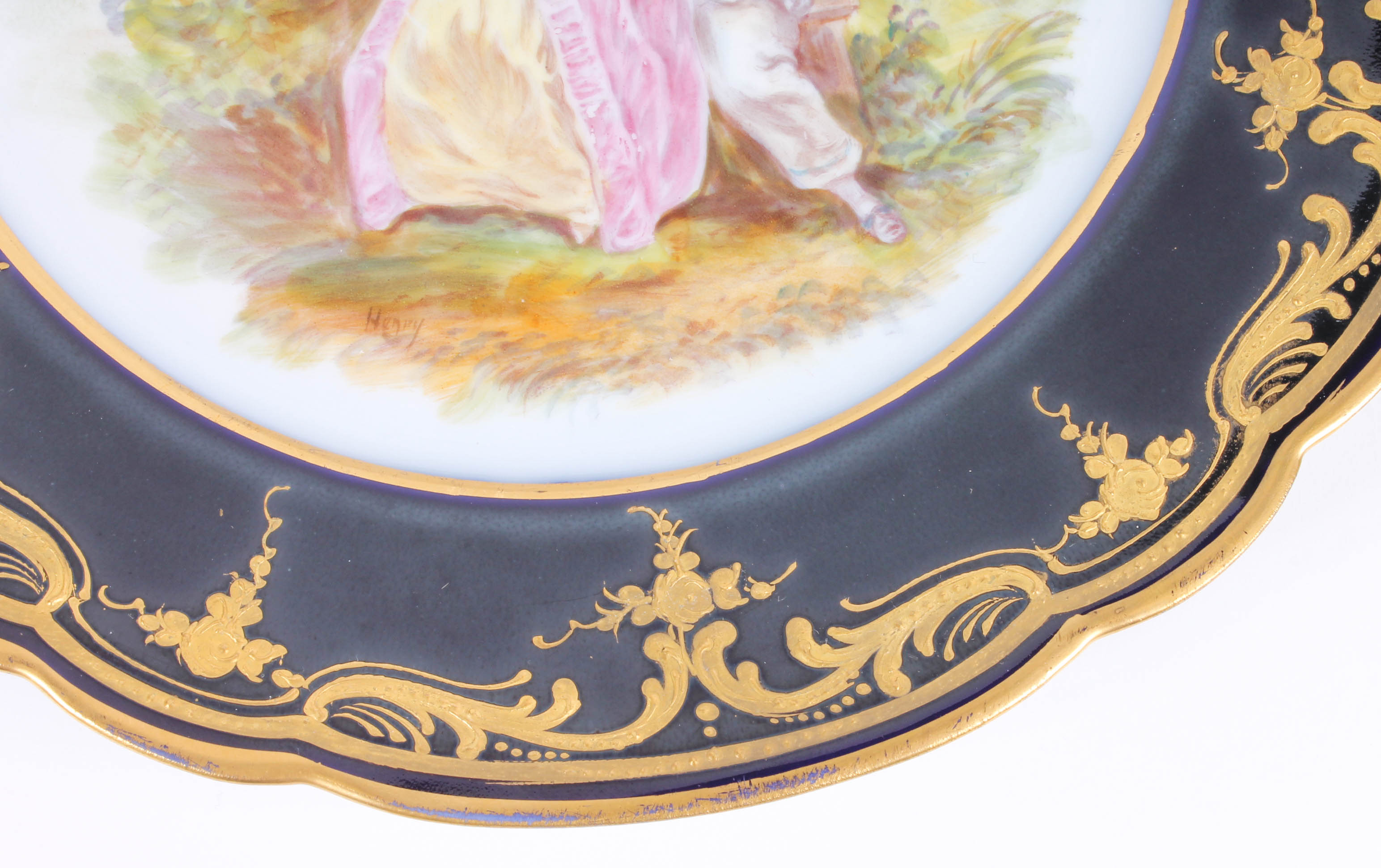 Twelve Painted French Scene China Plates