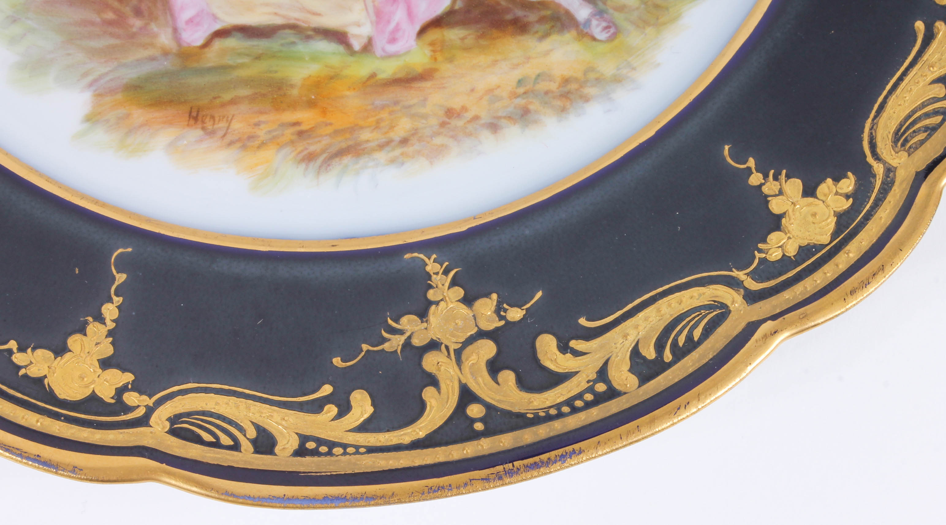 Twelve Painted French Scene China Plates