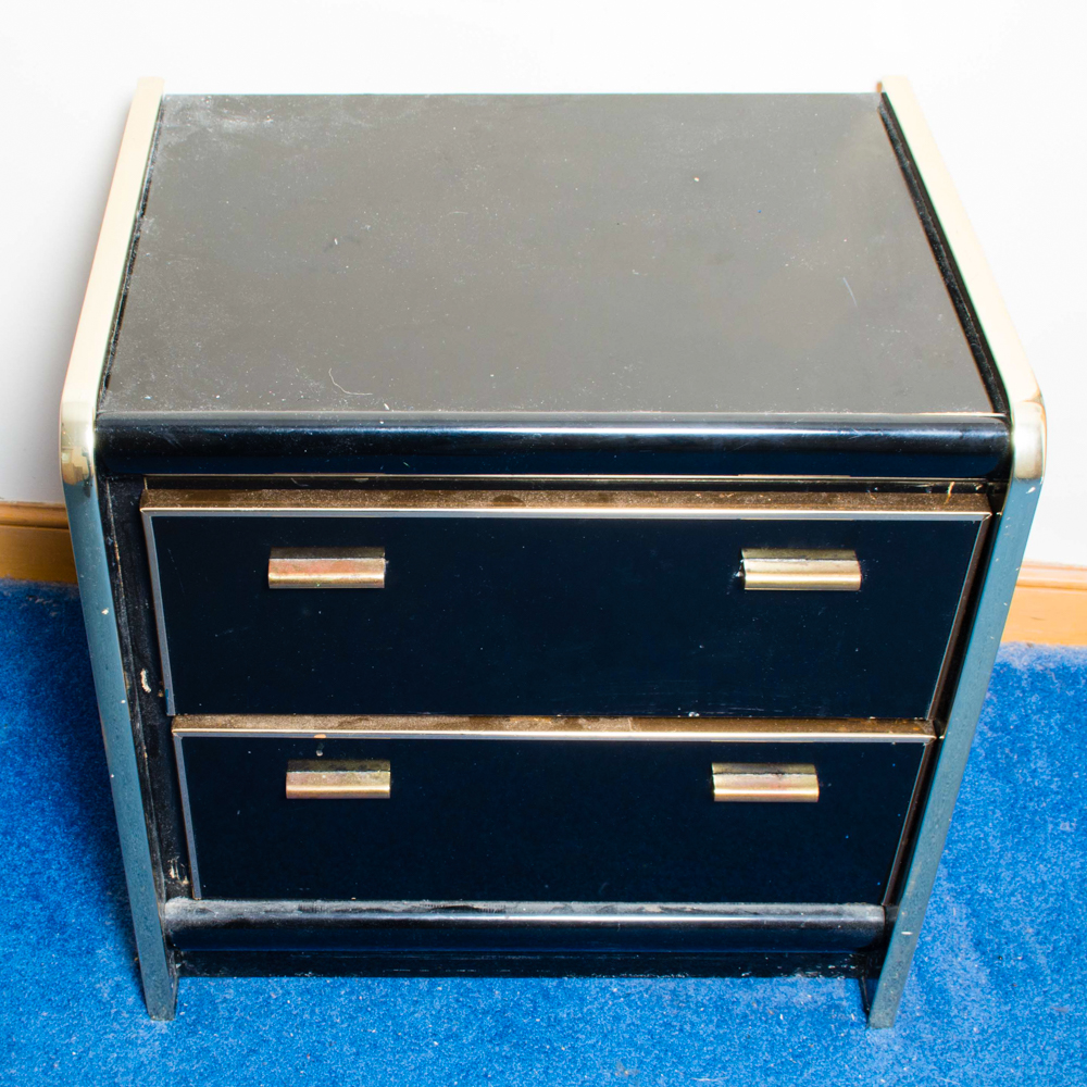 Black and Brass-Tone Dresser and Night Stands