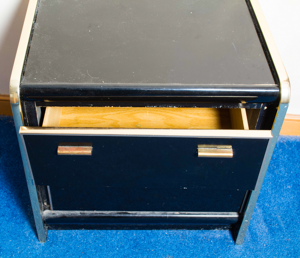 Black and Brass-Tone Dresser and Night Stands