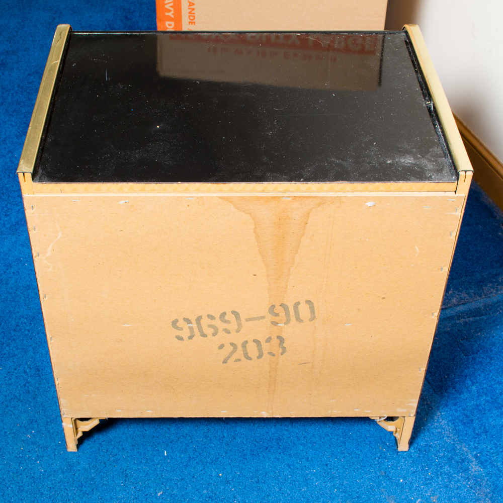 Black and Brass-Tone Dresser and Night Stands