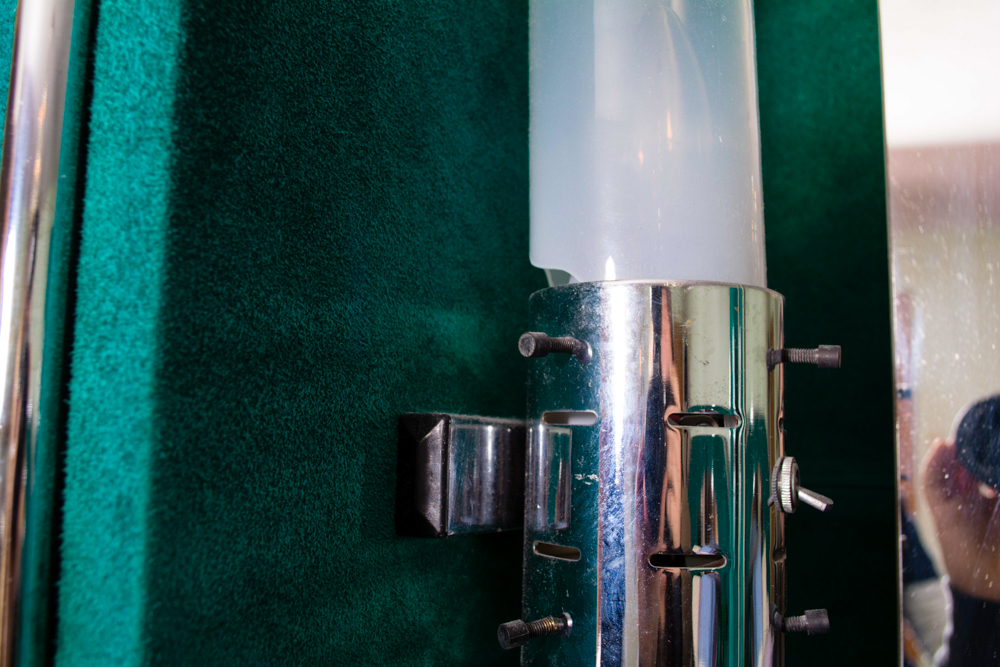 Vintage Green Suede Vanity With Lights