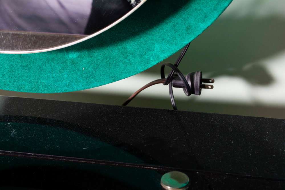 Vintage Green Suede Vanity With Lights