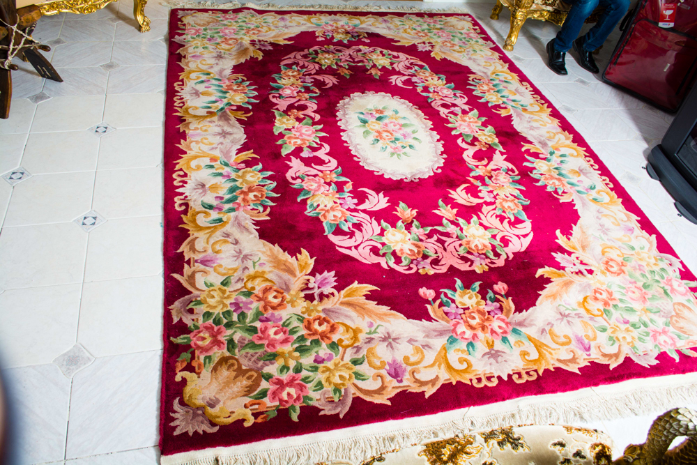 Hand-Knotted Carved Chinese Area Rug