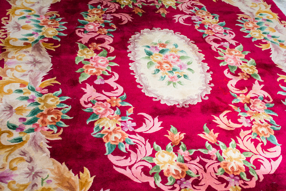 Hand-Knotted Carved Chinese Area Rug