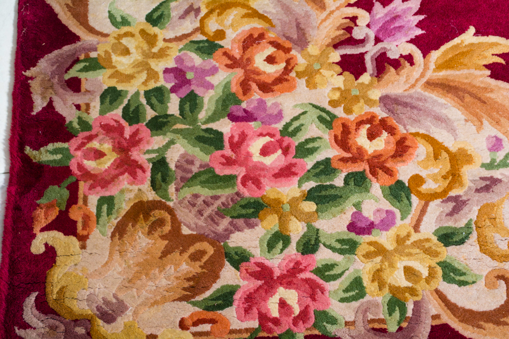 Hand-Knotted Carved Chinese Area Rug