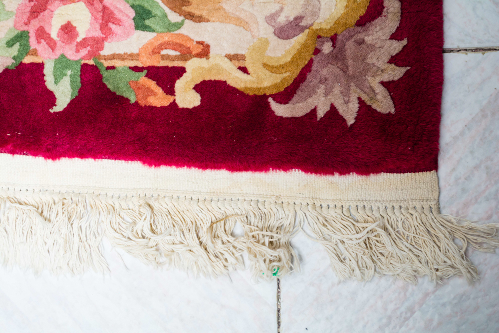 Hand-Knotted Carved Chinese Area Rug