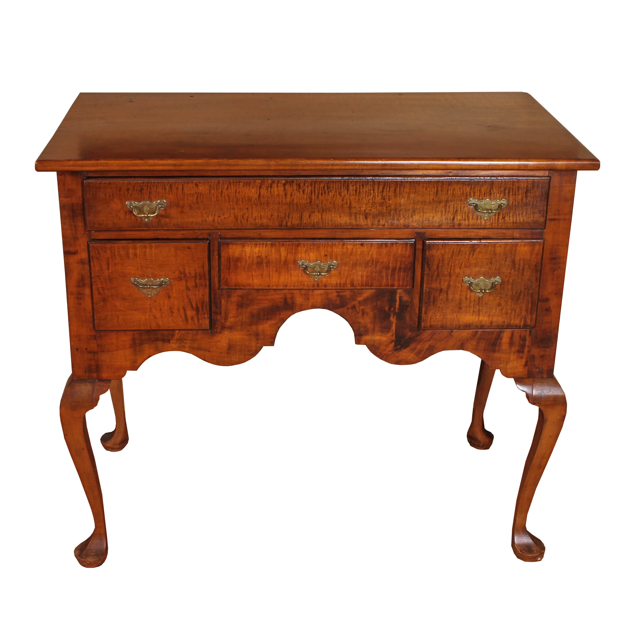 Antique Queen Anne Style Dressing Table in Tiger Maple