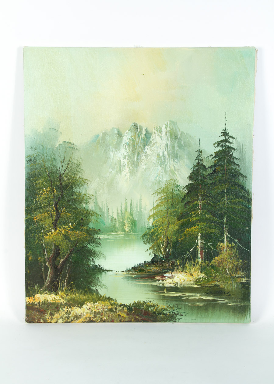 Pair of S.Hills Oil Paintings on Canvas