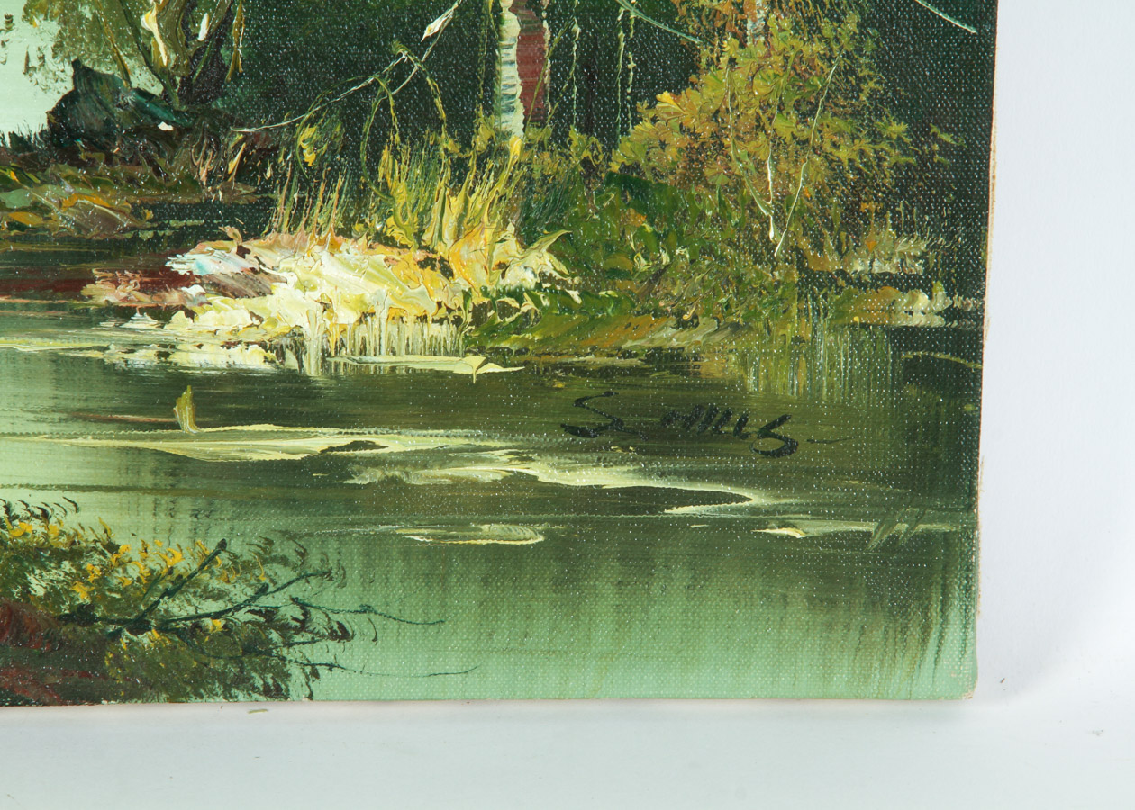 Pair of S.Hills Oil Paintings on Canvas