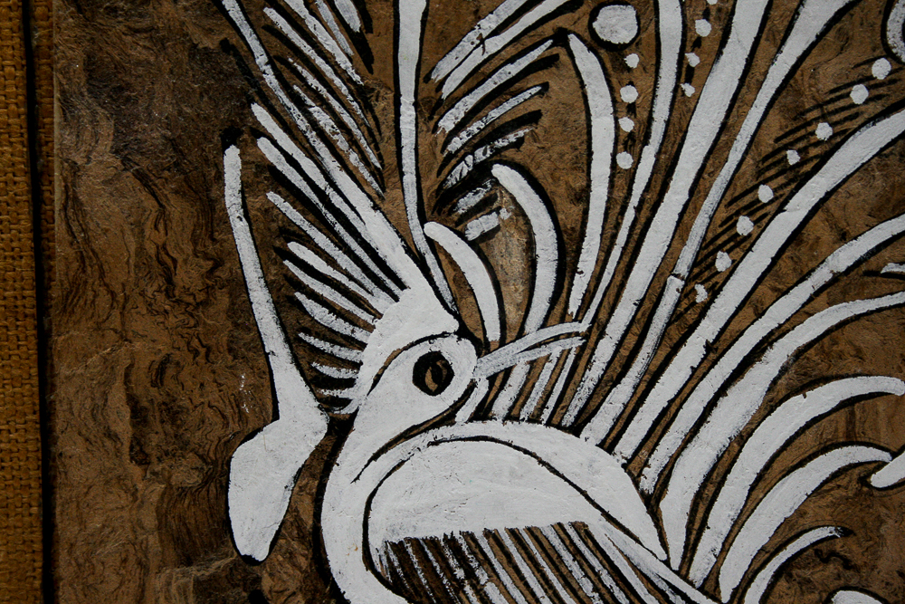 Circa 1960s Mixed Media Paintings on Paper Mounted to Burlap