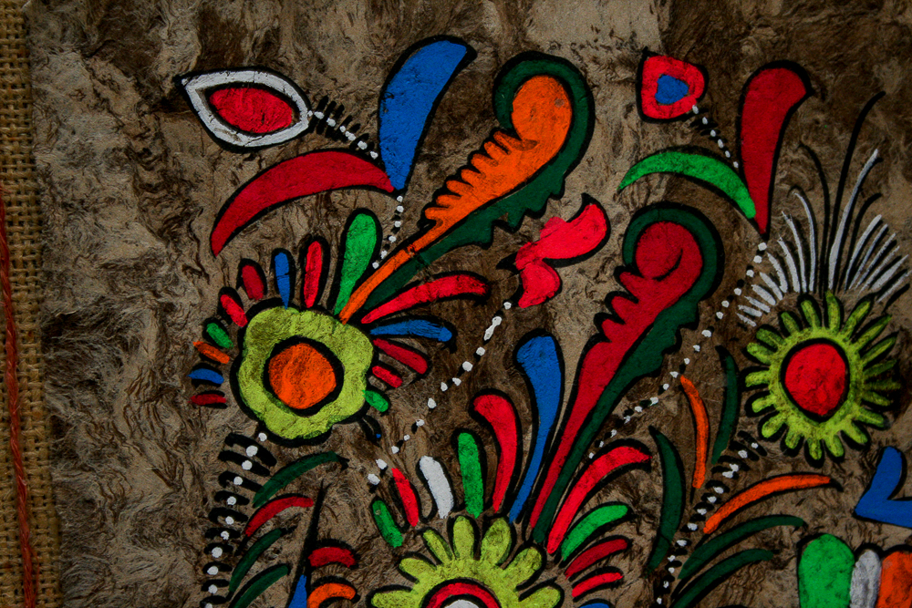 Circa 1960s Mixed Media Paintings on Paper Mounted to Burlap