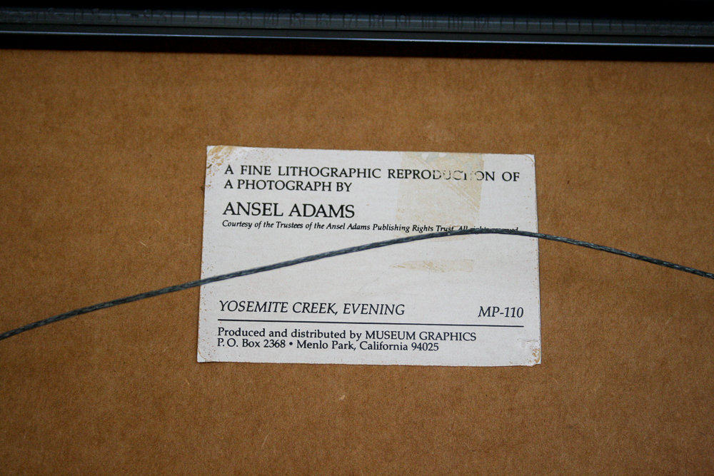 Offset Lithograph Print After Ansel Adams "Yosemite Creek, Evening"