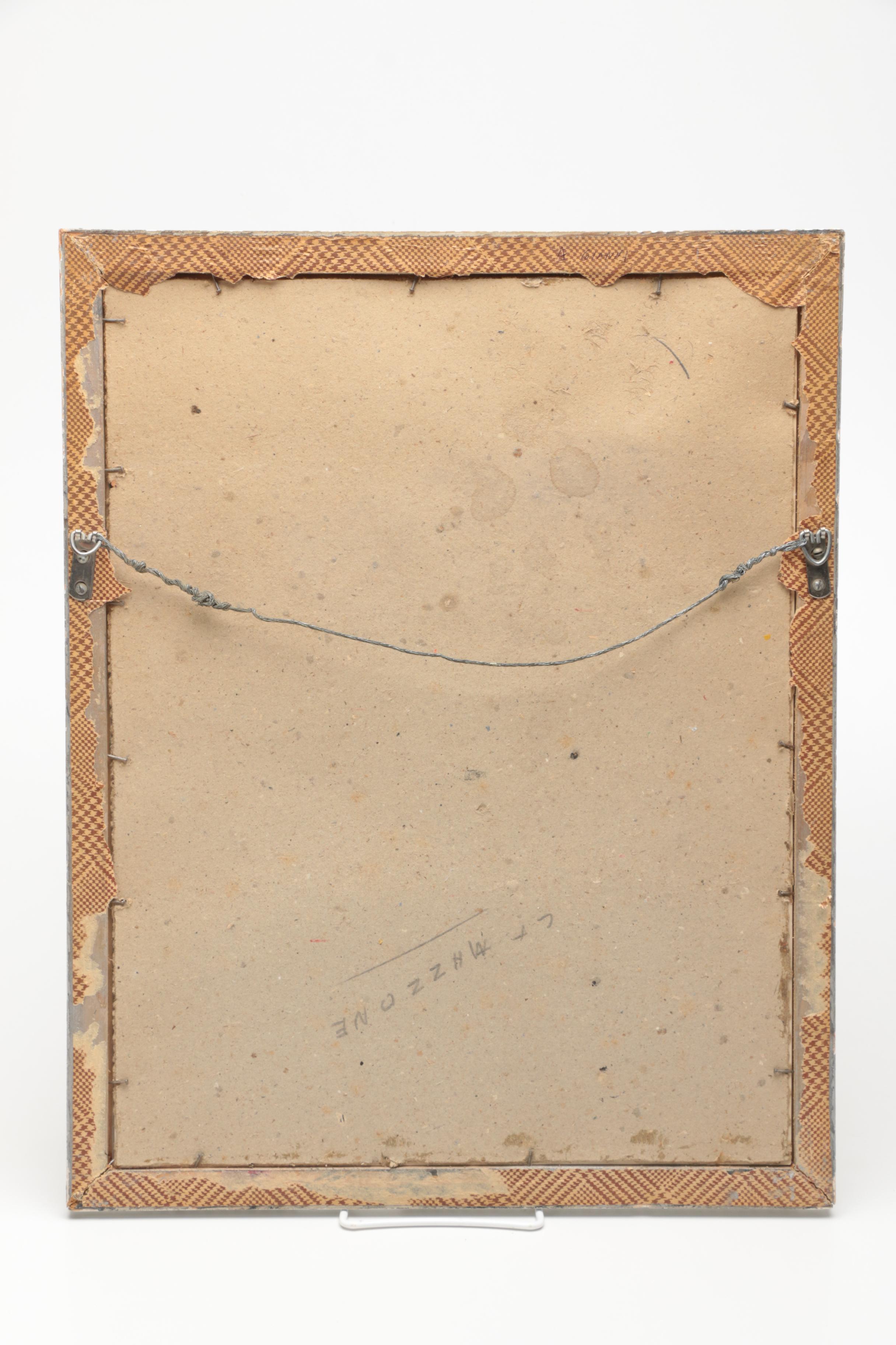 Gouache on Paper of a Couple Walking a Seaside Road