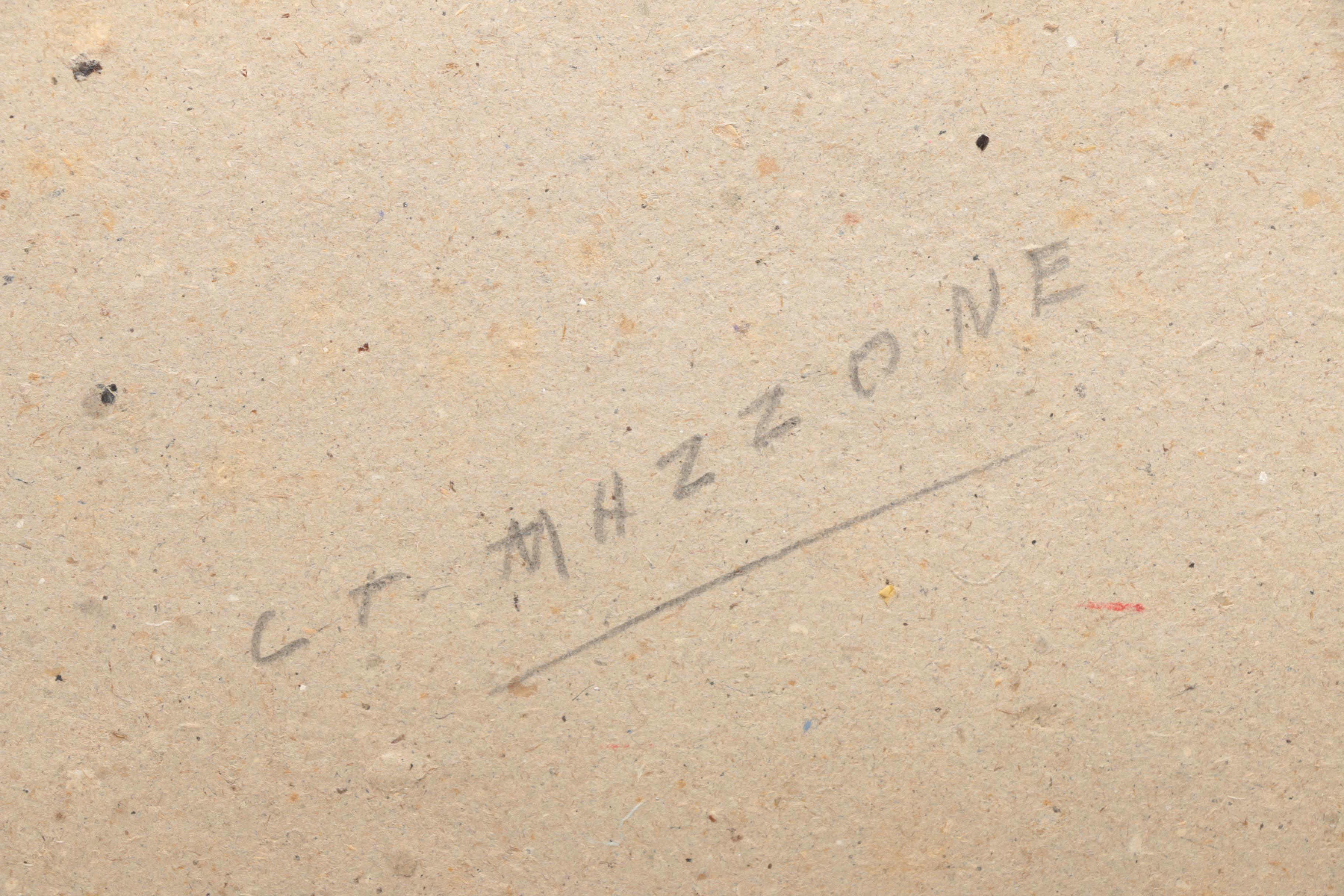 Gouache on Paper of a Couple Walking a Seaside Road